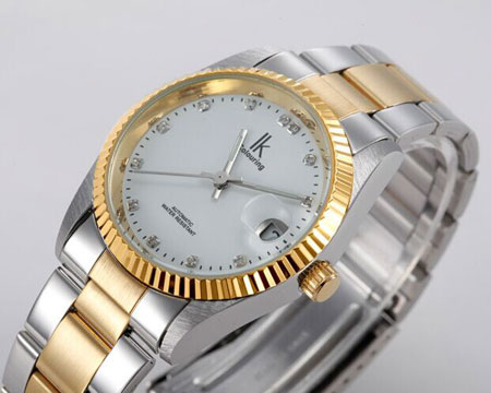 Złote tanie automatyczne zegarki diamentowe dla mężczyzn